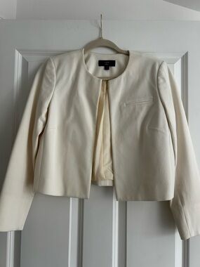 J. Crew Cream Collarless Cropped Jacket
